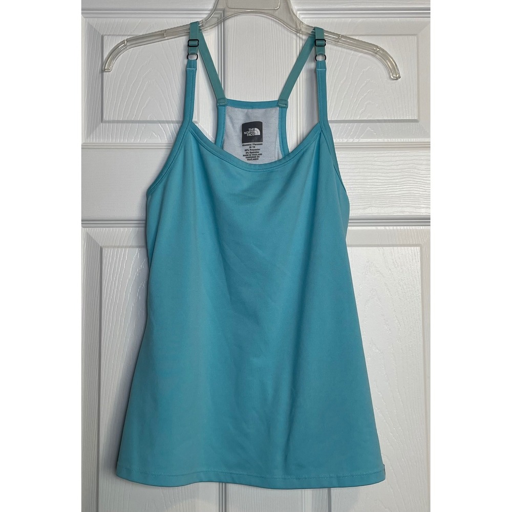 The North Face VaporWick Womens Teal Blue Racerback Tank Top Shelf Bra Medium